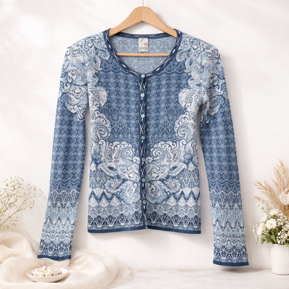 Kooi fine knitwear cardigan spring eclectic print sweater